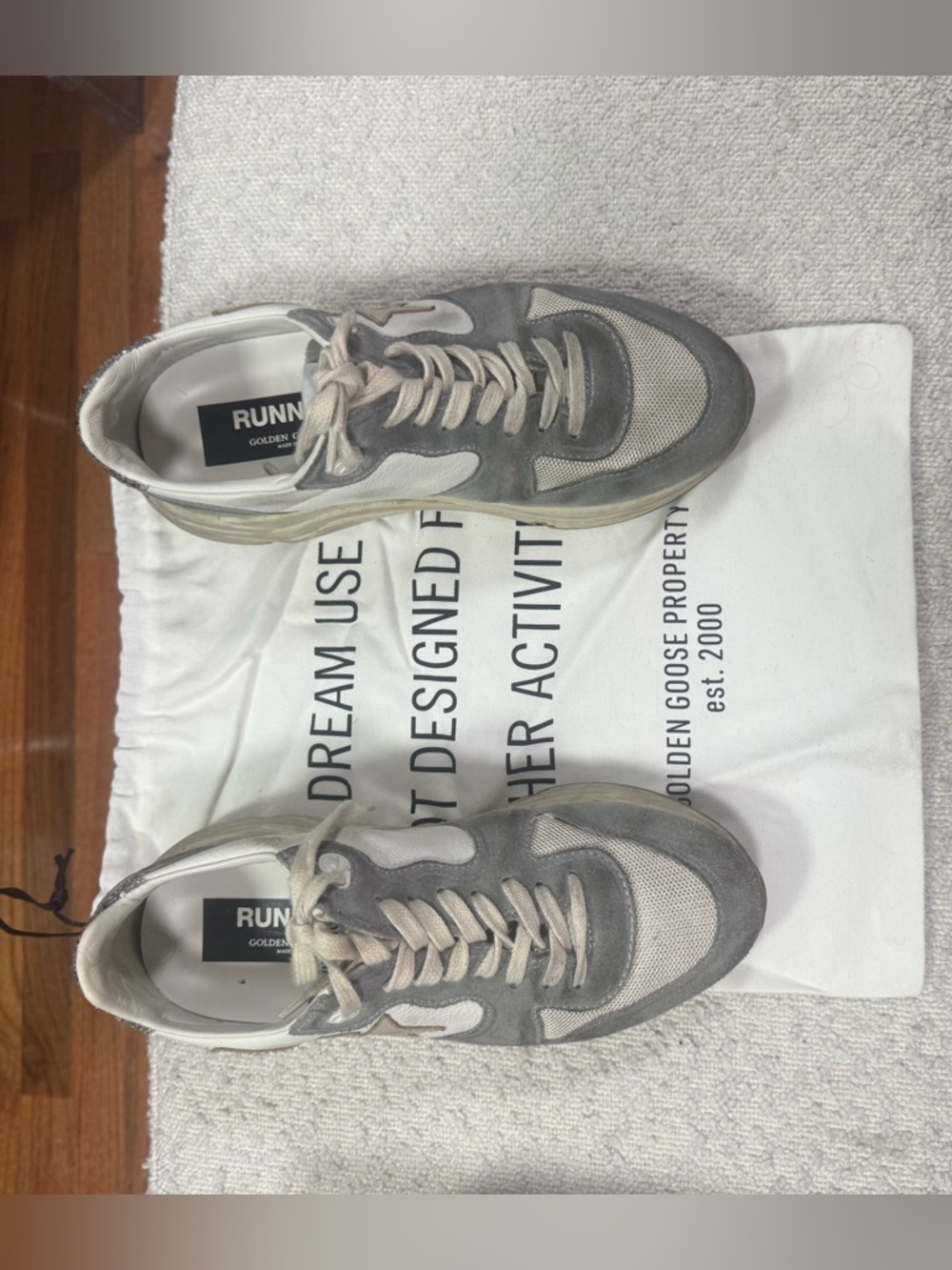 Golden Goose Running Sole Sneakers Silver White Glitter Heel Size 39 - Picture 3 of 7